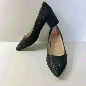Adrienne Vittadini Heels Womens Fiona Slip On Studded Pointed Pumps Black Size 7